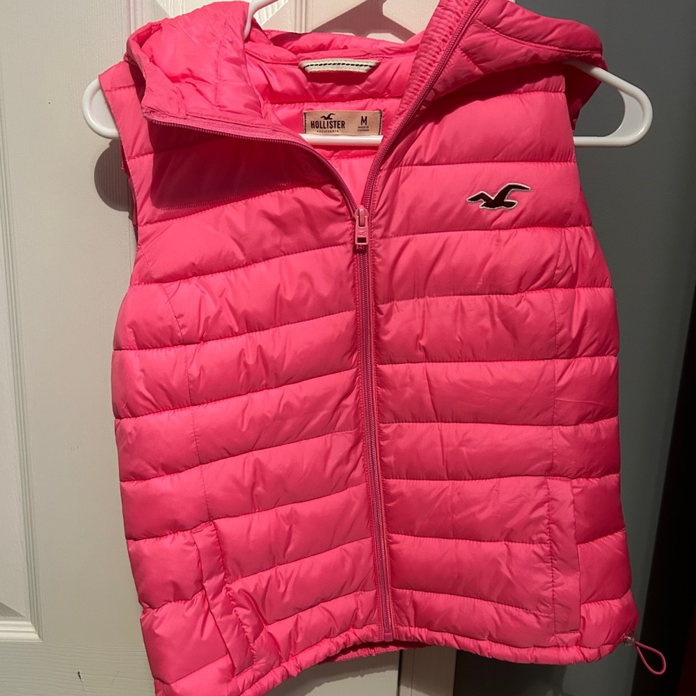Pink Hollister puffer vest